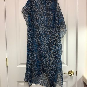 Blue leopard print sheer scarf!